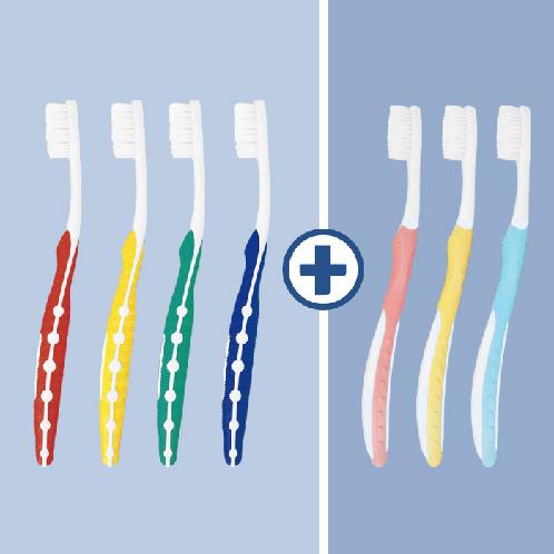 My denti Toothbrush 4+3 | Nice Grip Sensation, 4+3 toothbrushes, Scaling Effect, Removal of Tongue Coats, Various Colors