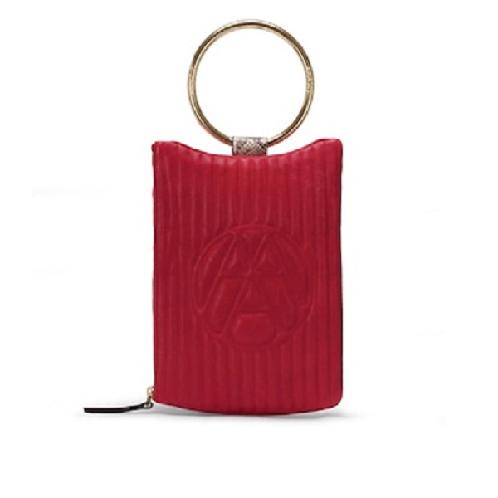 [Arakunain] NUBI - LOGO CLUTCH | bag, clutch bag, women, casual, sheepskin,red,scarlet