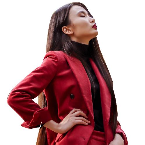 SUIT HEEL CORDUROY DOUBLE SUIT - BURGUNDY