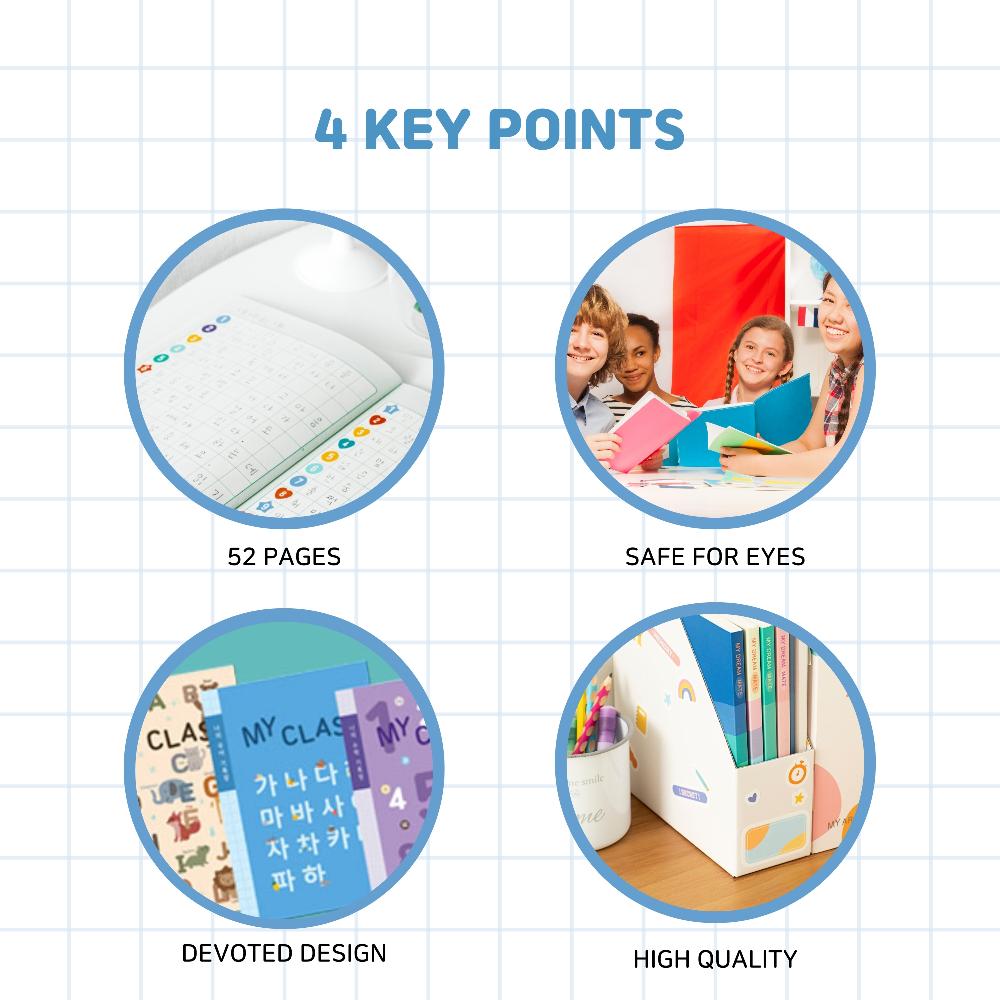 KIDS BINDER B5 Korean Practice Notebook/ Hangul Workbook for Writing Practice, Korean Sticker / 26 S