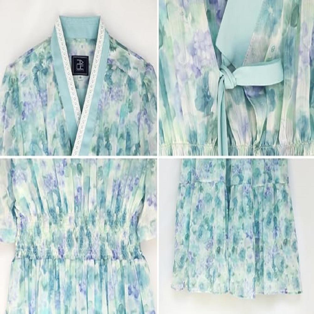 LEESLE Ylang Summer Chiffon Short Sleeves Women Hanbok Long Dress