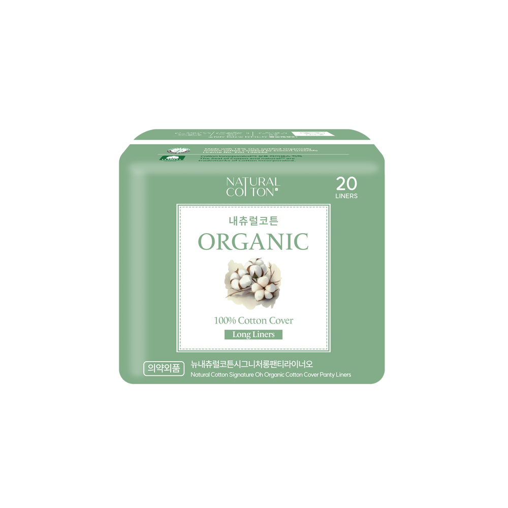 Natural Cotton Signature Organic Cotton Cover Panty Liners (Long, 20 Count x 4 Pack)